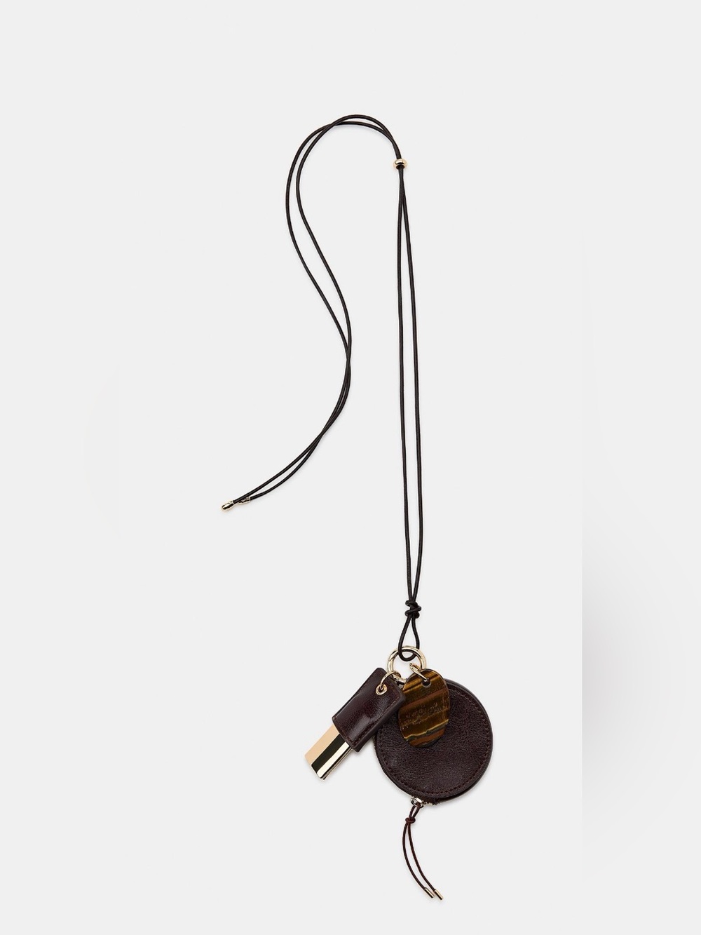 ZARA Leather Wallet Stone Necklace - Picture 3 of 4